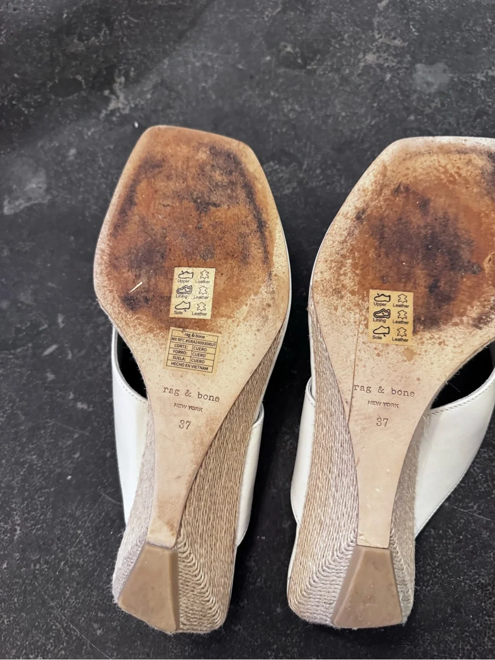 rag & bone Cream Leather Jo Espadrille Wedge Flip